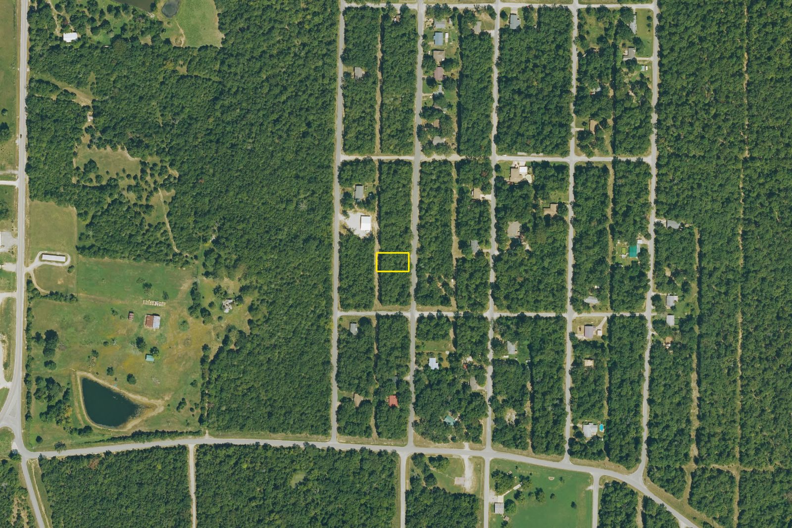 Aerial view of the Pavilion Ln lot showing surrounding streets