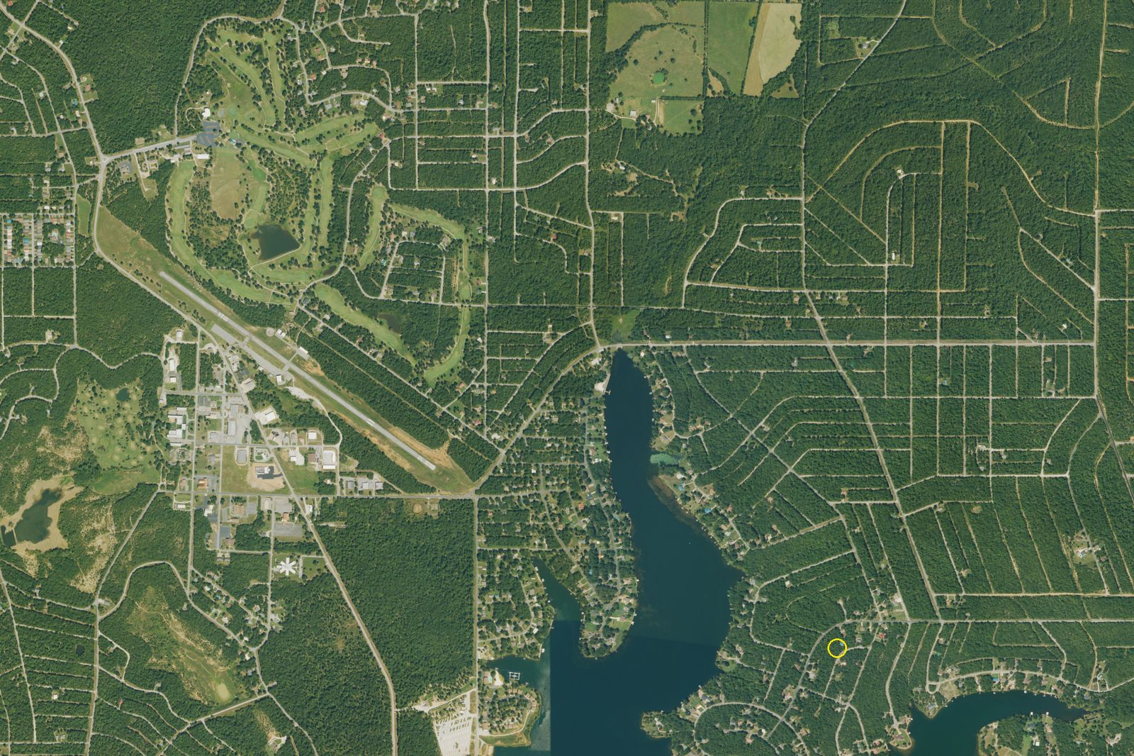 Aerial context view showing the parcel relative to Crown Lake