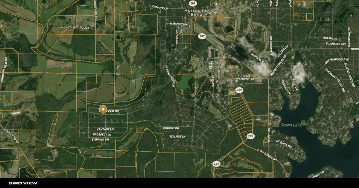 Wide bird’s-eye satellite view of the Horseshoe Bend area around Lot 31